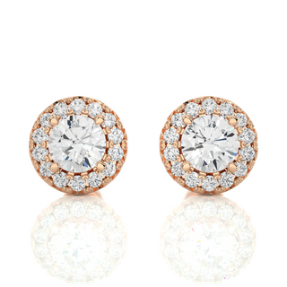 halo push back Moissanite Earring rose gold