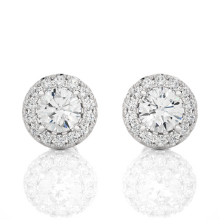 2 Carat Moissanite Halo Push Back Stud Earrings In Rose Gold