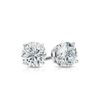 2 Carat Round Shape Moissanite Stud Earrings For Mens