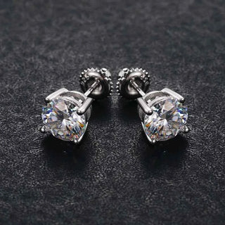 2 Ct Round Shape Push Back Moissanite Stud Earrings For Men's
