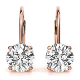2 Ct Round Cut Solitaire Moissanite Drop Earrings in White Gold