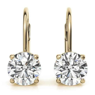 2 Ct Round Cut Solitaire Moissanite Drop Earrings in White Gold