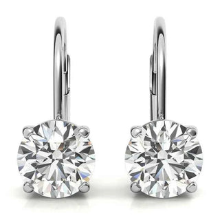 2 Ct Round Cut Solitaire Moissanite Drop Earrings in White Gold