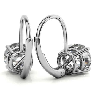 2 Ct Round Cut Solitaire Moissanite Drop Earrings in White Gold