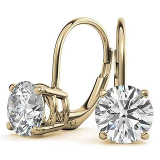 2 Ct Round Cut Solitaire Moissanite Drop Earrings in White Gold