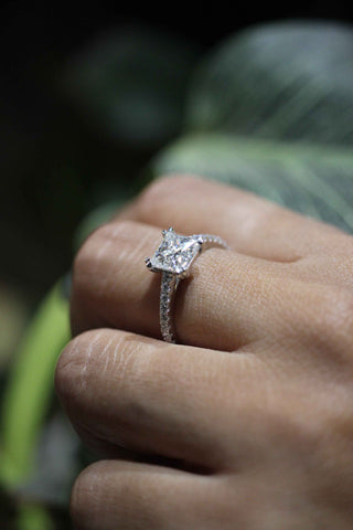 2 Carat Princess Cut Moissanite Engagement Ring In White Gold