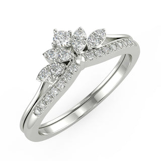 0.80 Carat Round Cut Moissanite Curved Wedding Ring In White Gold