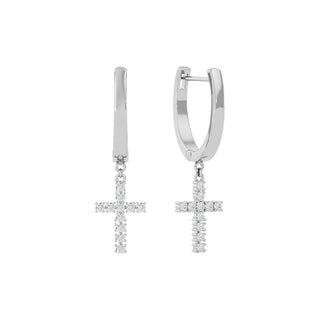 1.20 Carat Moissanite Cross Dangle Earrings In White Gold