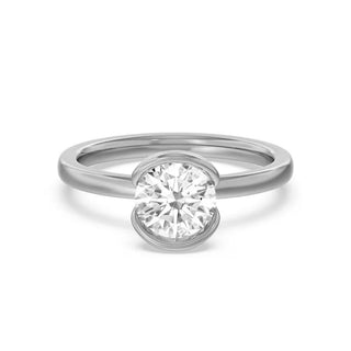 1.3 Carat Round Cut Solitaire Moissanite Engagement Ring In White Gold