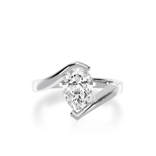 1.50 Carat Pear Cut Moissanite Solitaire Engagement Ring In White Gold