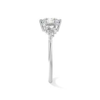 1.50 Carat Round Cut Moissanite Cluster Engagement Ring In White Gold