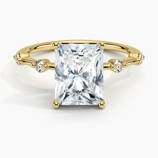 1.50 Radiant Shaped Moissanite 5 Stone Engagement Ring in Yellow Gold