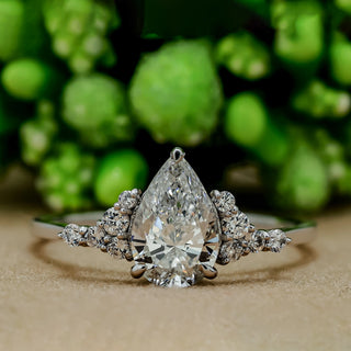 1 Carat Pear Shaped Moissanite Cluster Ring 