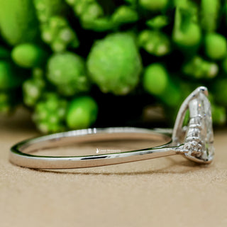 1 Carat Pear Shaped Moissanite Cluster Ring Side View