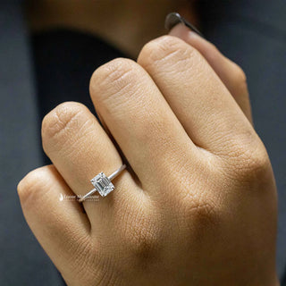1 Ct Emerald Cut Moissanite Solitaire Ring