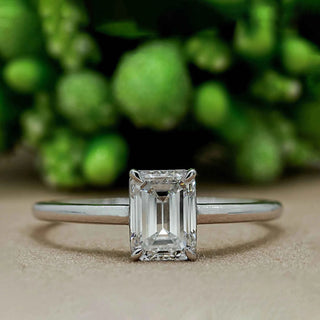 1 Ct Emerald Cut Moissanite Solitaire Ring