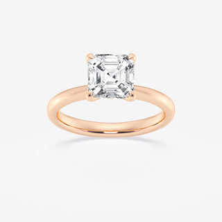 1 Carat Asscher Cut Moissanite Solitaire Engagement Ring in Rose Gold