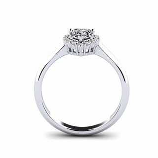 1 Carat Heart Shape Moissanite Halo Engagement Ring in White Gold