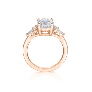 1 Carat Oval Cut Moissanite 7 Stone Engagement Ring in Rose Gold
