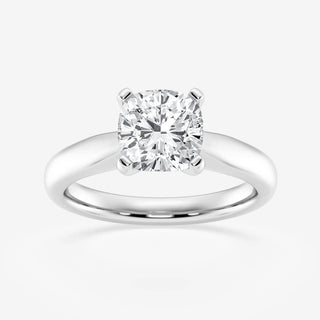 1 Ct Cushion Cut Moissanite Solitaire Engagement Ring in White Gold