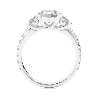 Side profile of 2.50 Ct Round Cut Trellis Prong Moissanite Engagement Ring in Silver, highlighting the prong setting.
