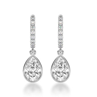 2.5 Carat Pear Cut Moissanite Drop Earrings In White Gold