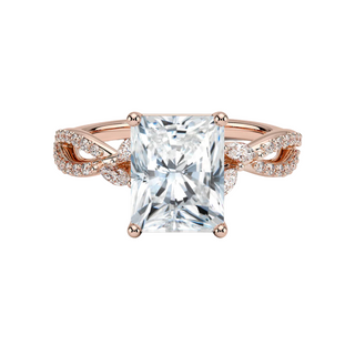 2 Ct Radiant Cut Moissanite Criss Cross Engagement Ring in Rose Gold