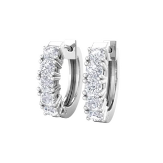 0.80 Carat Round Shaped 5 Stone Moissanite Hoop Earring for Men's