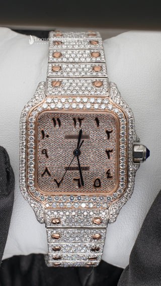 Front Side of Arabic Dial Moissanite Watch For Women 36 MM