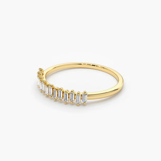 2.50 Carat Baguette Cut Prong Set Moissanite Ring in Yellow Gold