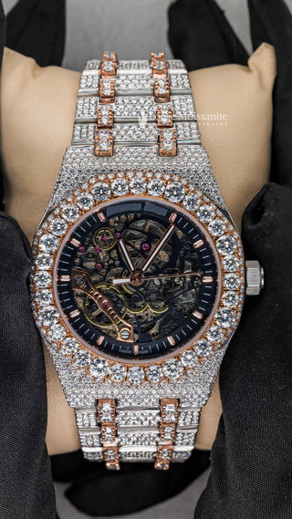 Moissanite Diamond Ap Watch | 41MM | Rose Gold Tone