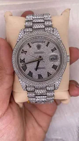 Front view of Moissanite Presidential Watch For Men | 41 MM