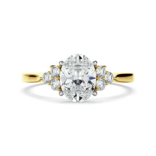 Oval Cut Moissanite Cluster Engagement Ring In White Gold