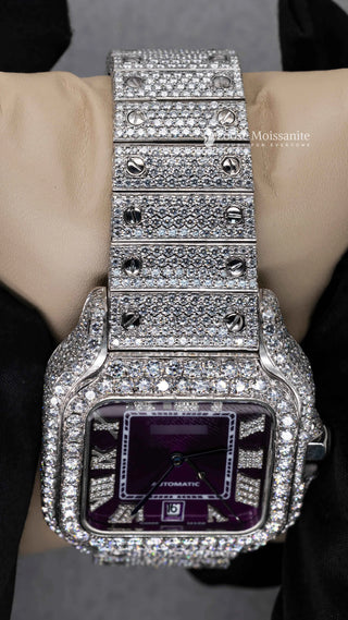 Purple Dial Moissanite Watch | 41 MM