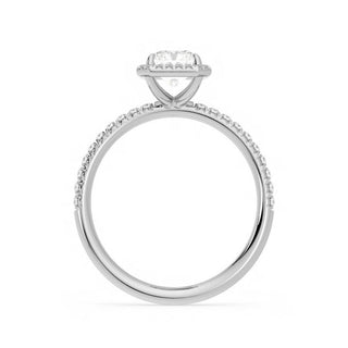 Radiant Cut Moissanite Halo Engagement Ring in White Gold