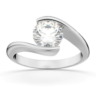 Round Cut Moissanite Solitaire Engagement Ring In White Gold