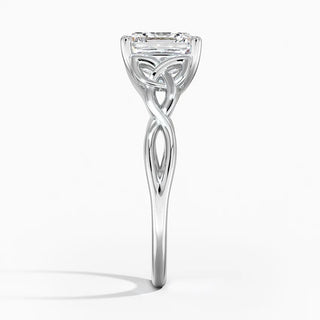 1.50 Ct Asscher Cut Twisted Moissanite Ring White Gold