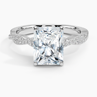 2 Carat Radiant Cut Criss Cross Moissanite Ring in White Gold
