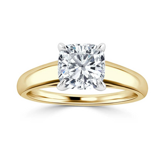 1.5 Carat Cushion Cut Moissanite Ring in Yellow Gold