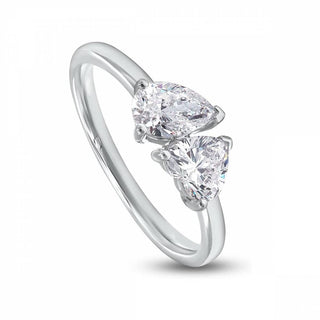 2.50 Carat Heart Shape Toi Et Moi Moissanite Ring in Yellow Gold