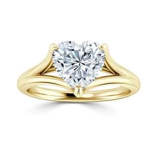 1.5 Carat Heart Cut Solitaire Moissanite Ring in Yellow Gold