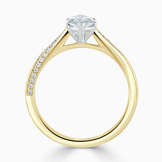 1.70 Carat Marquise Cut Cathedral Moissanite Ring in Yellow Gold