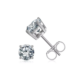 2 Ct Round Shape Push Back Moissanite Stud Earrings For Men's