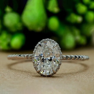 1 Carat Moissanite Oval Hidden Halo Engagement Ring​