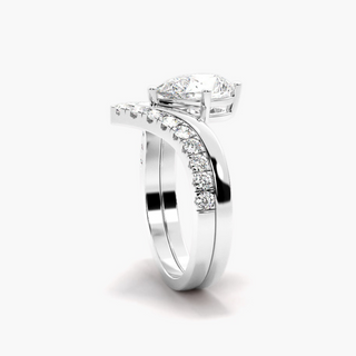 1.20 Ct Pear Cut Curved Moissanite Bridal Set in White Gold