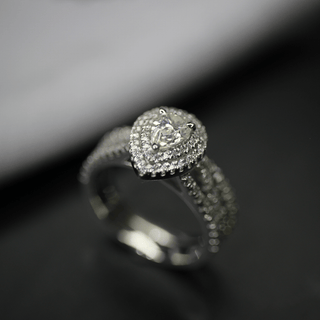 Pear Halo Moissanite Engagement Ring