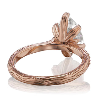 2 Carat Pear Shaped Moissanite Ring in Rose Gold