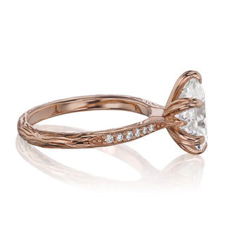 2 Carat Pear Shaped Moissanite Ring in Rose Gold