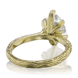 2 Carat Pear Shaped Moissanite Ring in Yellow Gold