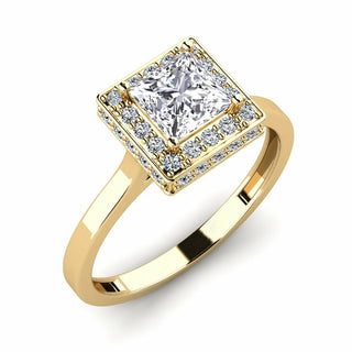 1.50 Ct Princess Shape Halo Moissanite Bridal Set Ring in Rose Gold